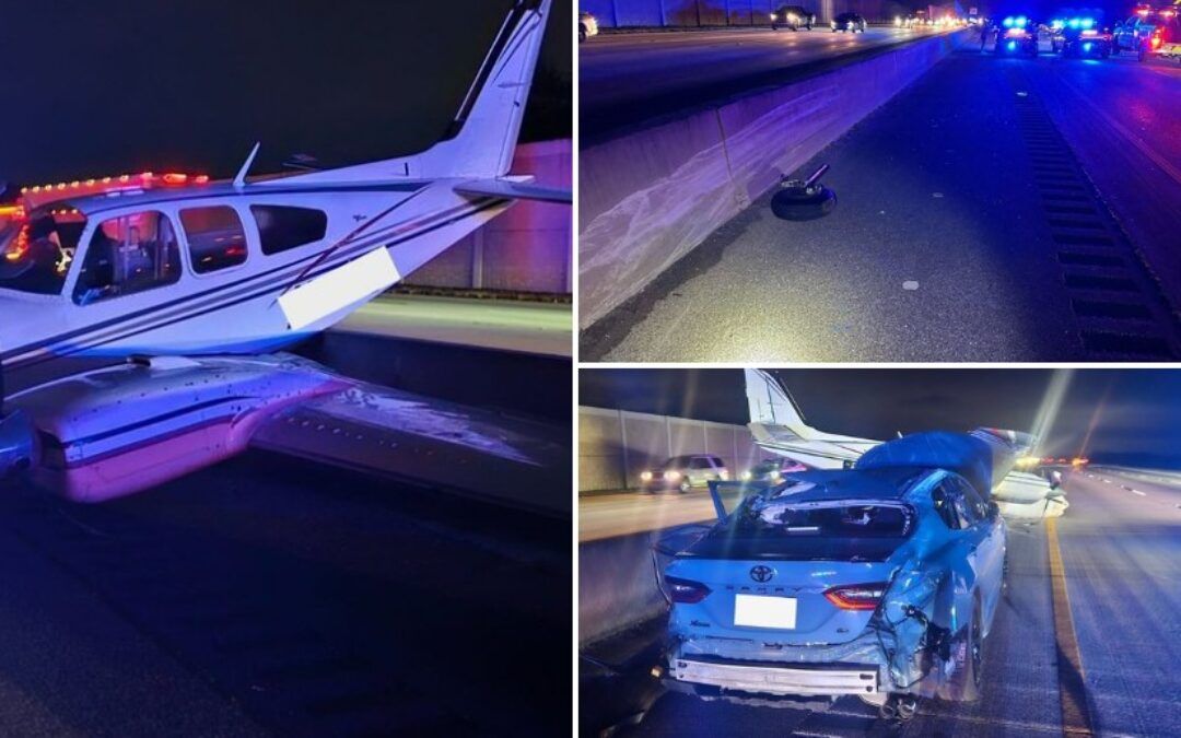 Dashcam catches plane smashing into car on busy I-95!