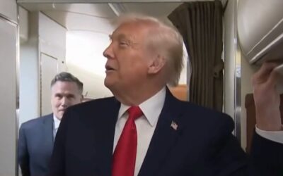 Trump traps mystery flyer in Air Force One bathroom during presser, everyone has a laugh
