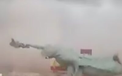 Statue of Liberty dupe comes crashing down in ferocious storm