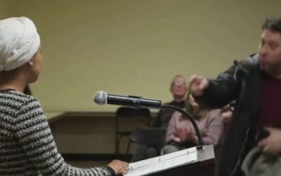 Man sprays Ilhan Omar with mystery substance at Minneapolis town hall