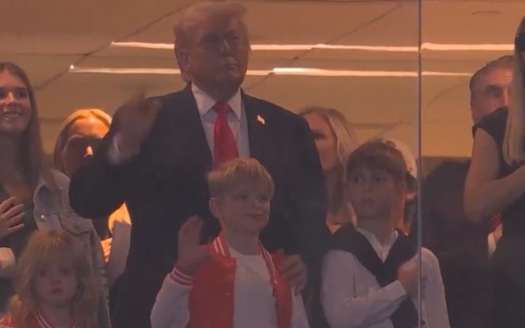 Trump attends college football game with grandbabies and crowd goes crazy