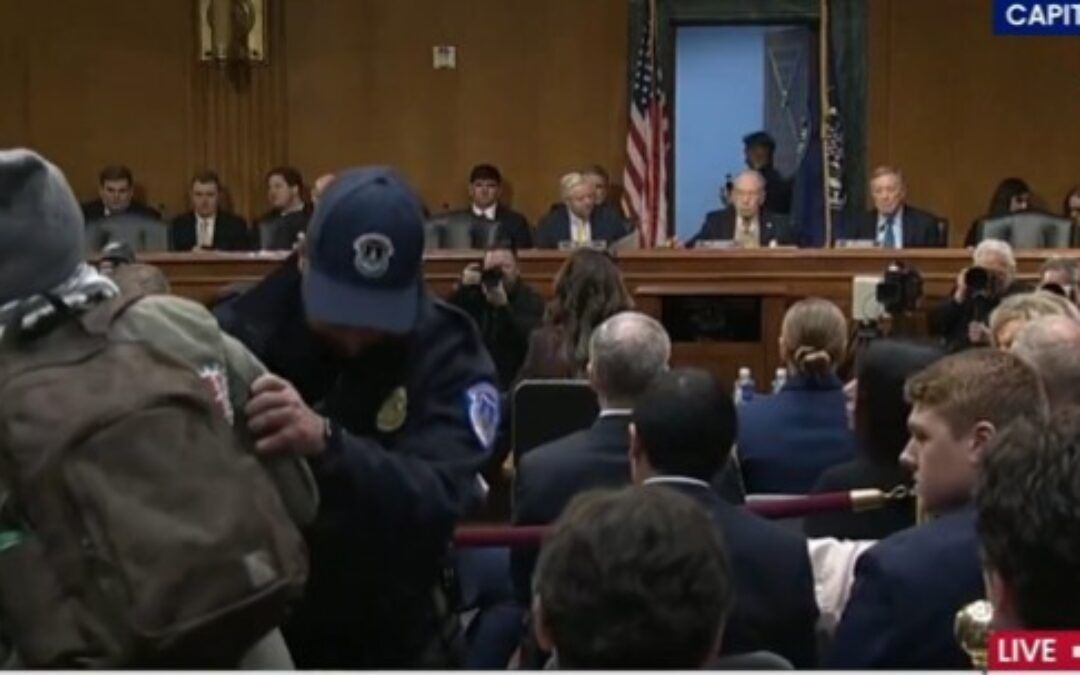 ICE-hating fanatic with giant backpack allowed to stroll right into Kristi Noem hearing – security failure or something worse?