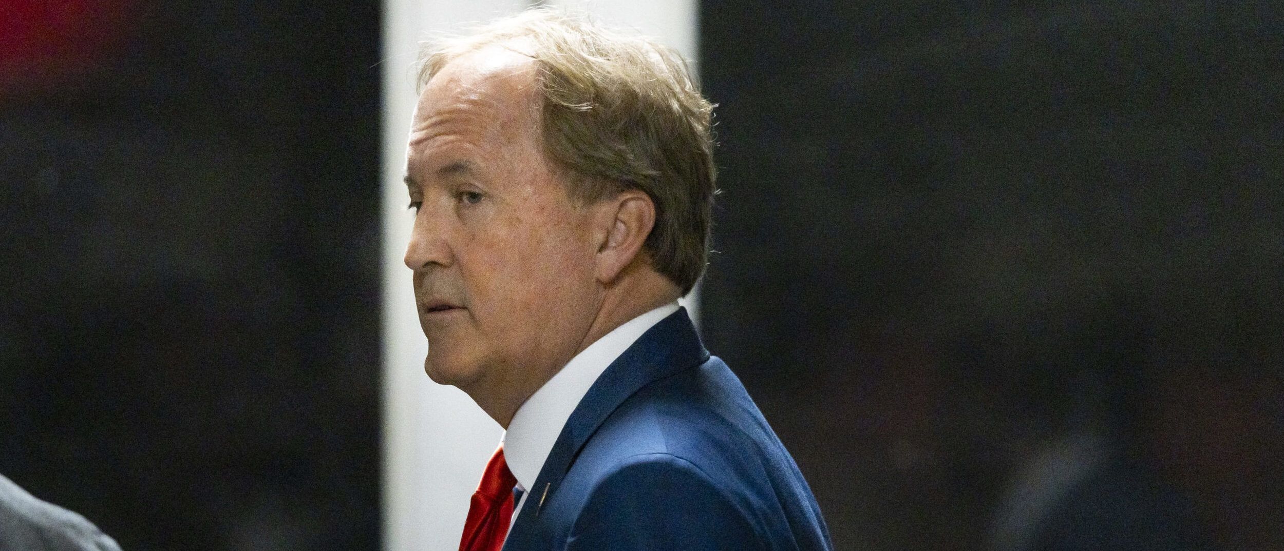 NEW YORK, NEW YORK - APRIL 30: Texas Attorney General Ken Paxton arrives with former U.S. President Donald Trump to court during Trump's trial for allegedly covering up hush money payments at Manhattan Criminal Court on April 30, 2024 in New York City. Former U.S. President Donald Trump faces 34 felony counts of falsifying business records in the first of his criminal cases to go to trial. (Photo by Justin Lane-Pool/Getty Images)