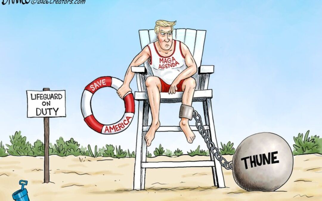 BS daily political cartoons: Chained-up Trump can’t save America