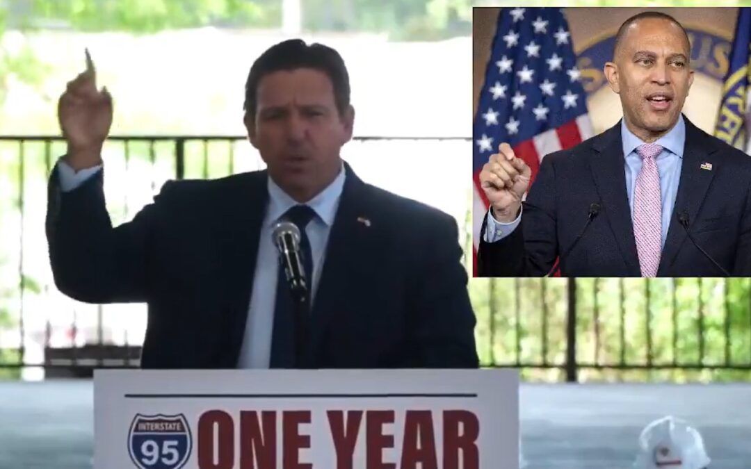 DeSantis does hilarious impersonation of finger-wagging Temu-tough guy Hakeem Jeffries
