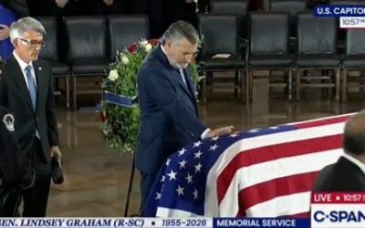 Scott Jennings taunts Dems with triggering front cover of Sen. Lindsey Graham’s funeral program