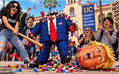 Trump piñata loses its head at California college as students cheer