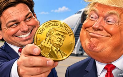 ‘YOU MISSED B*TCHES!’ DeSantis gives Trump gold coin featuring president flipping the bird
