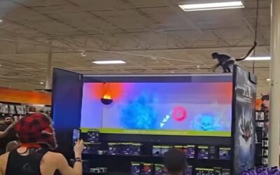 Monkey in a diaper gets spooked, takes over Halloween store — a cookie saves the day